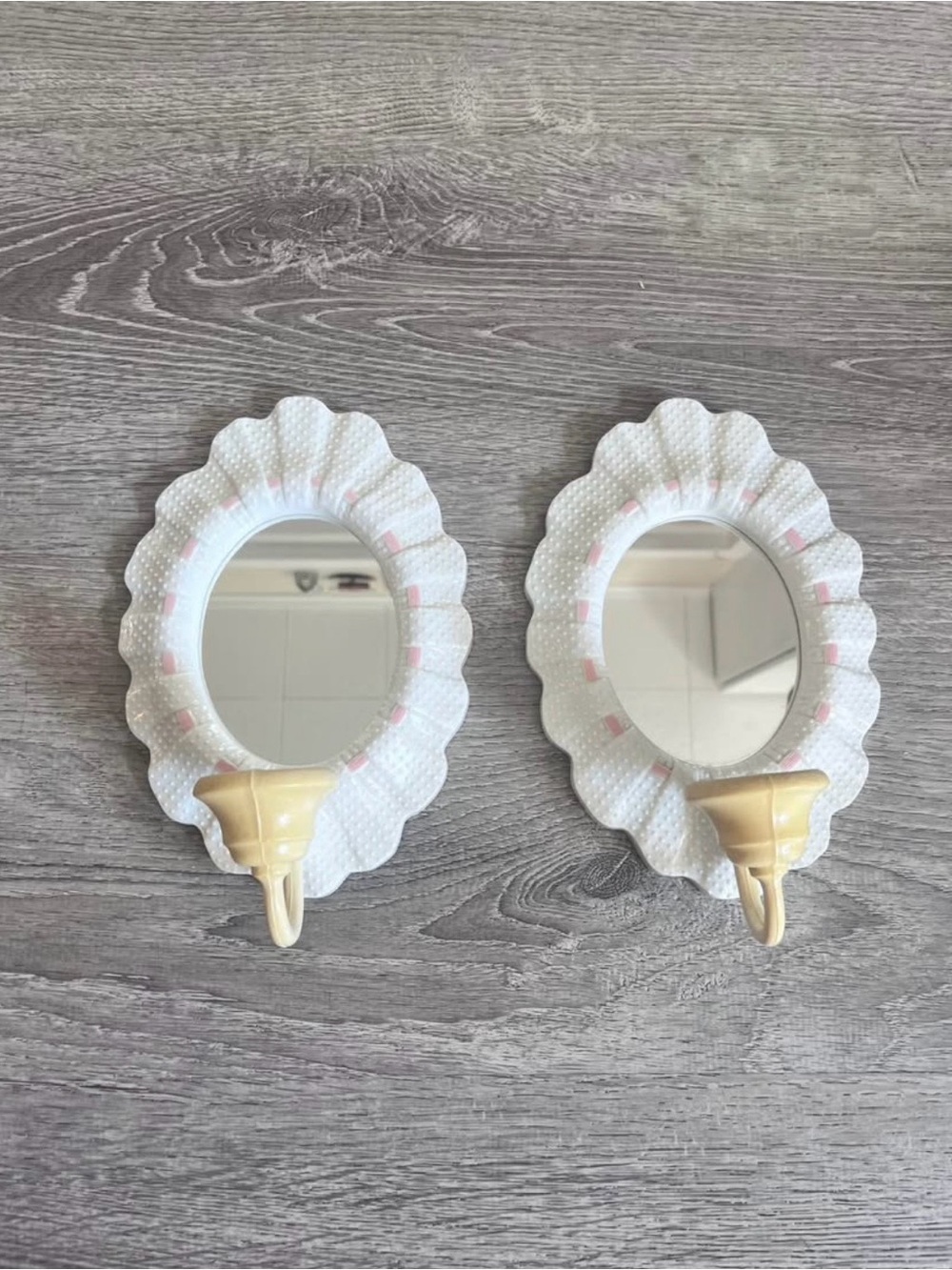 Vintage Burwood White Mirror Sconces